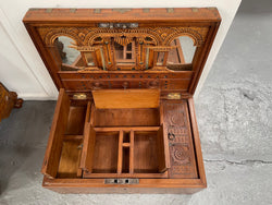 Vintage Anglo-Indian Travel/Dowry Chest Inlaid Brass & Superb Carving To Interior | Antique & Vintage | Moonee Ponds Antiques | Australia Wide Delivery