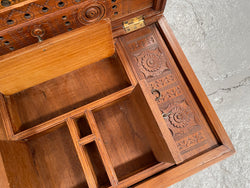 Vintage Anglo-Indian Travel/Dowry Chest Inlaid Brass & Superb Carving To Interior | Antique & Vintage | Moonee Ponds Antiques | Australia Wide Delivery