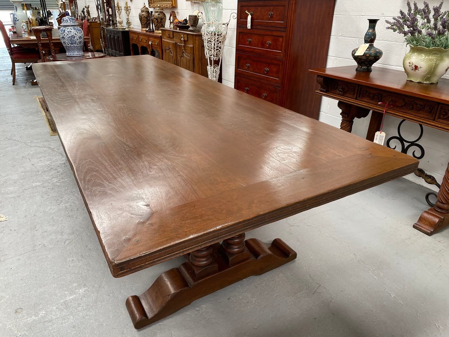 Vintage French  Elm Farmhouse Style Dining Table