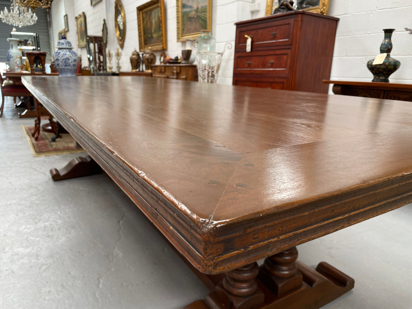 Vintage French  Elm Farmhouse Style Dining Table