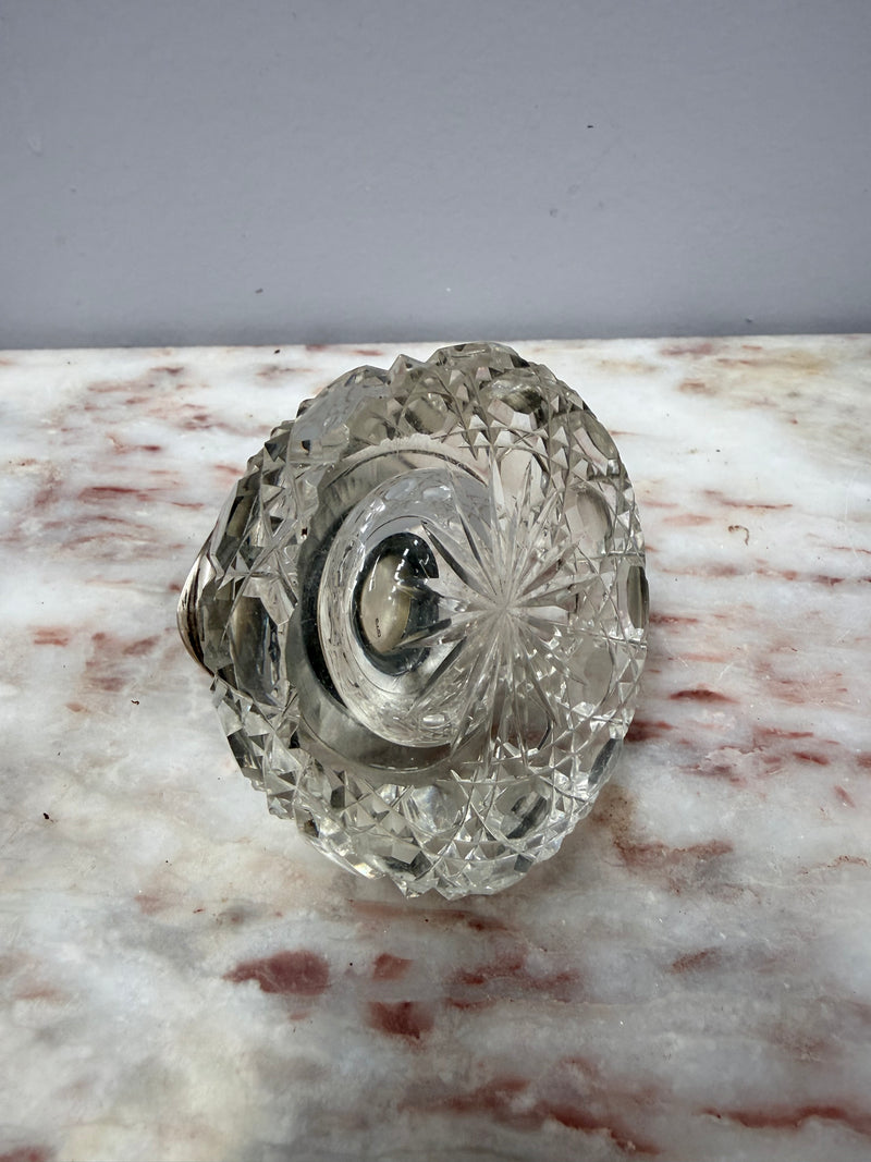 Rare Victorian Chester Cut Glass & Sterling Silver Top Ink Well