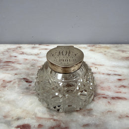 Rare Victorian Chester Cut Glass & Sterling Silver Top Ink Well