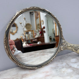 Art Nouveau Cherub & Maiden Embossed EPNS Mirror