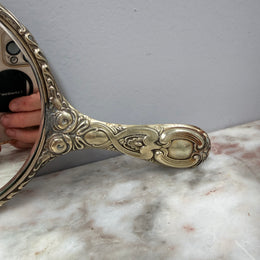 Art Nouveau Cherub & Maiden Embossed EPNS Mirror