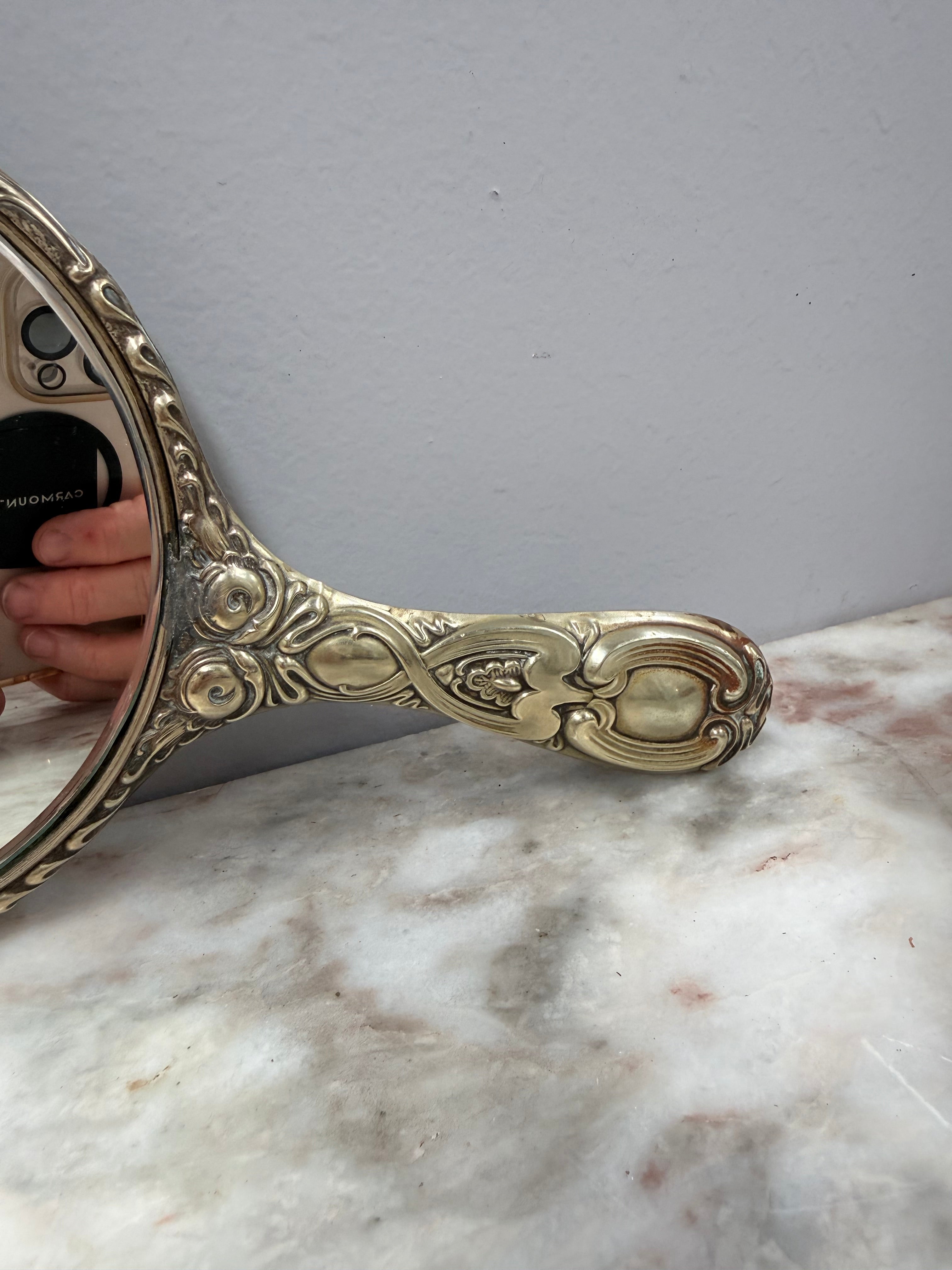 Art Nouveau Cherub & Maiden Embossed EPNS Mirror | Antique & Vintage | Moonee Ponds Antiques | Australia Wide Delivery