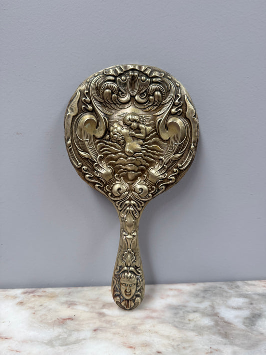 Art Nouveau Cherub & Maiden Embossed EPNS Mirror