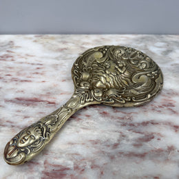 Art Nouveau Cherub & Maiden Embossed EPNS Mirror