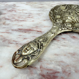 Art Nouveau Cherub & Maiden Embossed EPNS Mirror