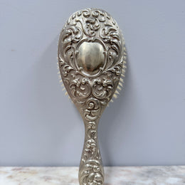 Vintage Embossed Silver Plated Brush