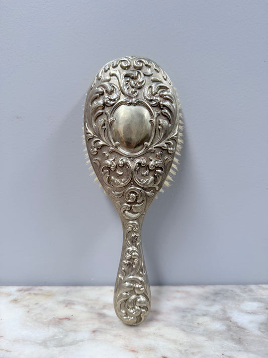 Vintage Embossed Silver Plated Brush