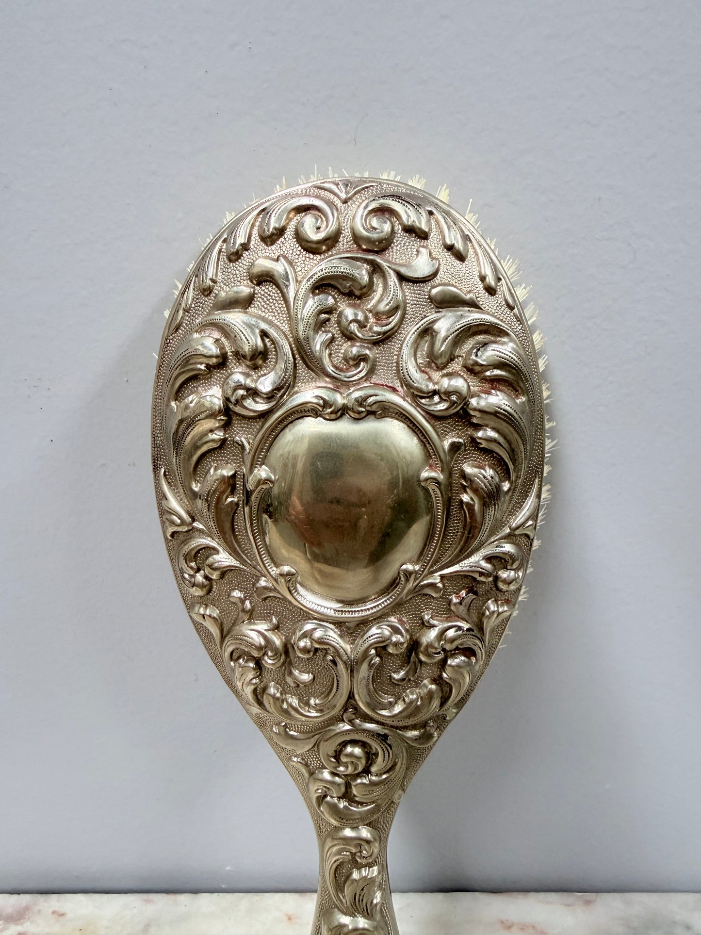 Vintage Embossed Silver Plated Brush
