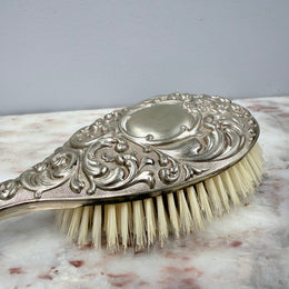 Vintage Embossed Silver Plated Brush