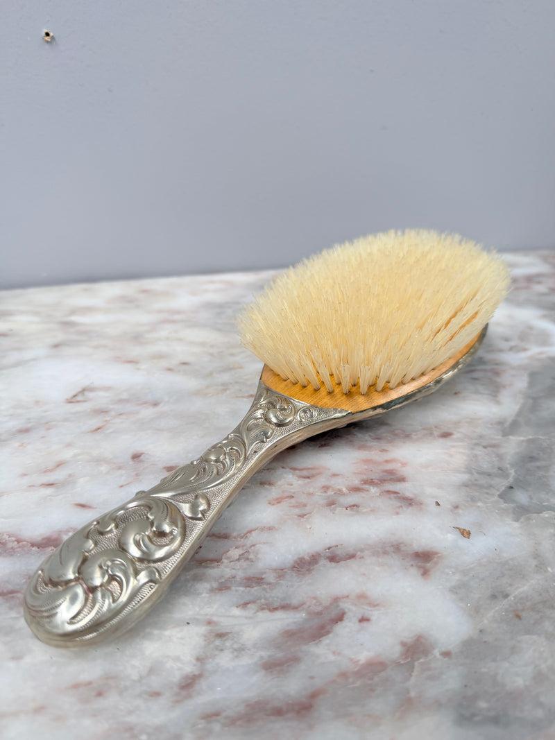 Vintage Embossed Silver Plated Brush