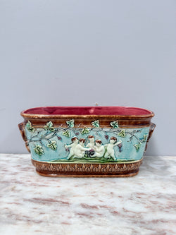 Antique French Majolica Oval Cachepot (Planter) | Antique & Vintage | Moonee Ponds Antiques | Australia Wide Delivery