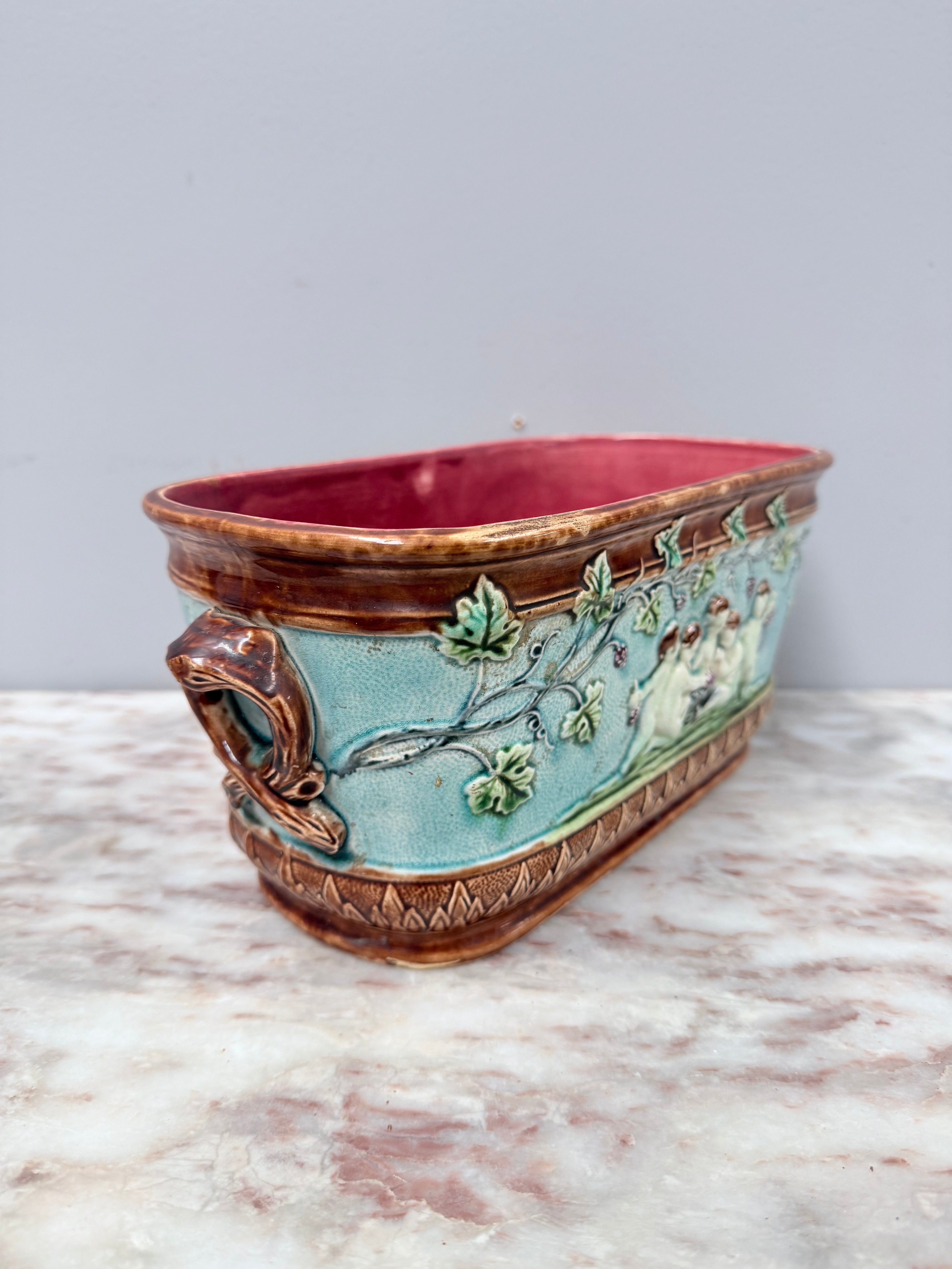 Antique French Majolica Oval Cachepot (Planter) | Antique & Vintage | Moonee Ponds Antiques | Australia Wide