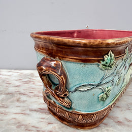 Antique French Majolica Oval Cachepot (Planter)