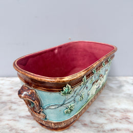 Antique French Majolica Oval Cachepot (Planter)