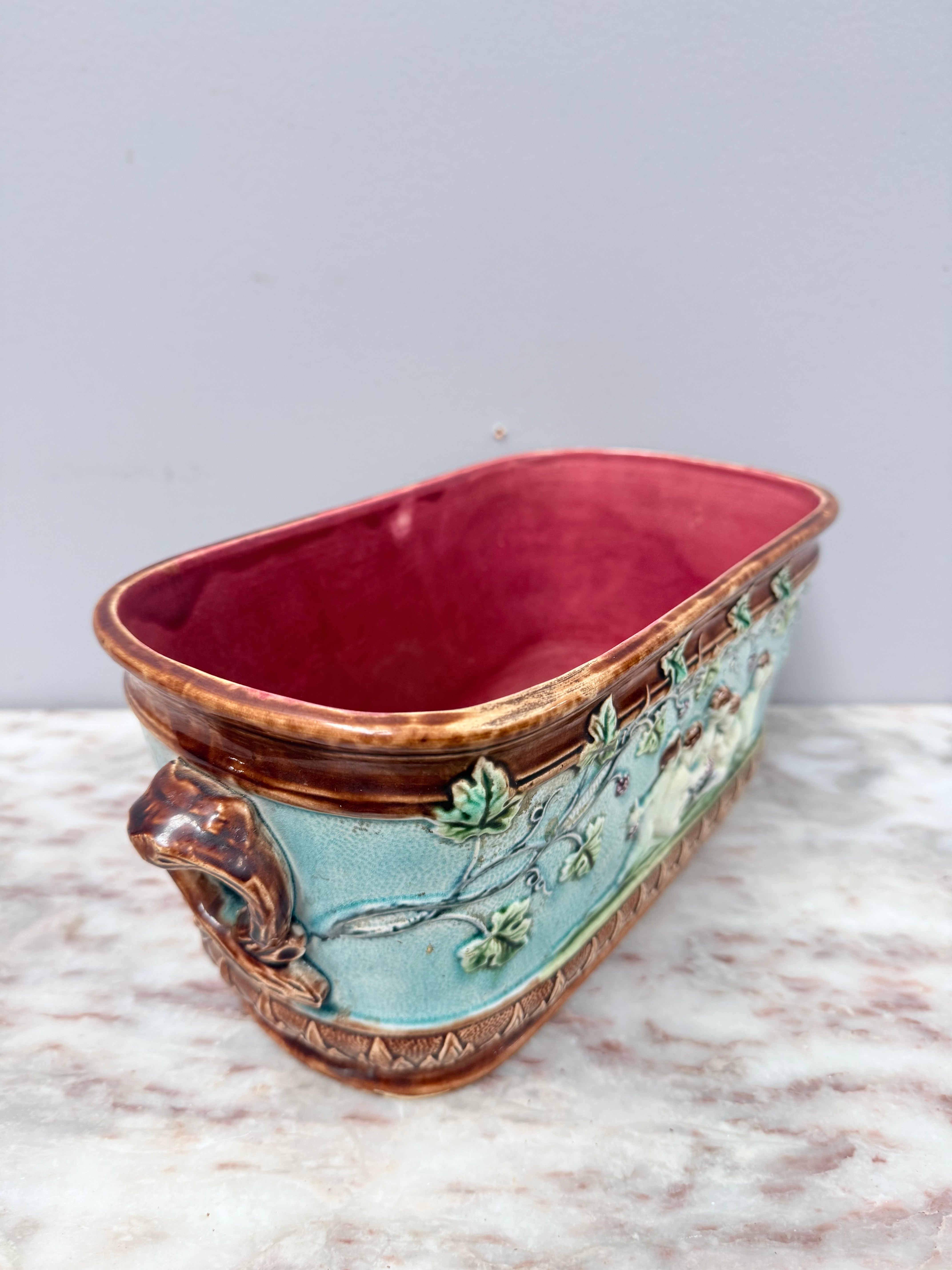 Antique French Majolica Oval Cachepot (Planter) | Antique & Vintage | Moonee Ponds Antiques | Australia Wide