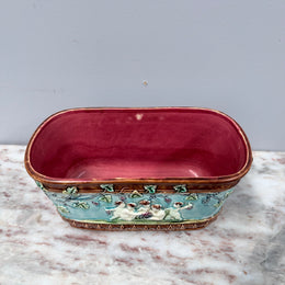 Antique French Majolica Oval Cachepot (Planter)