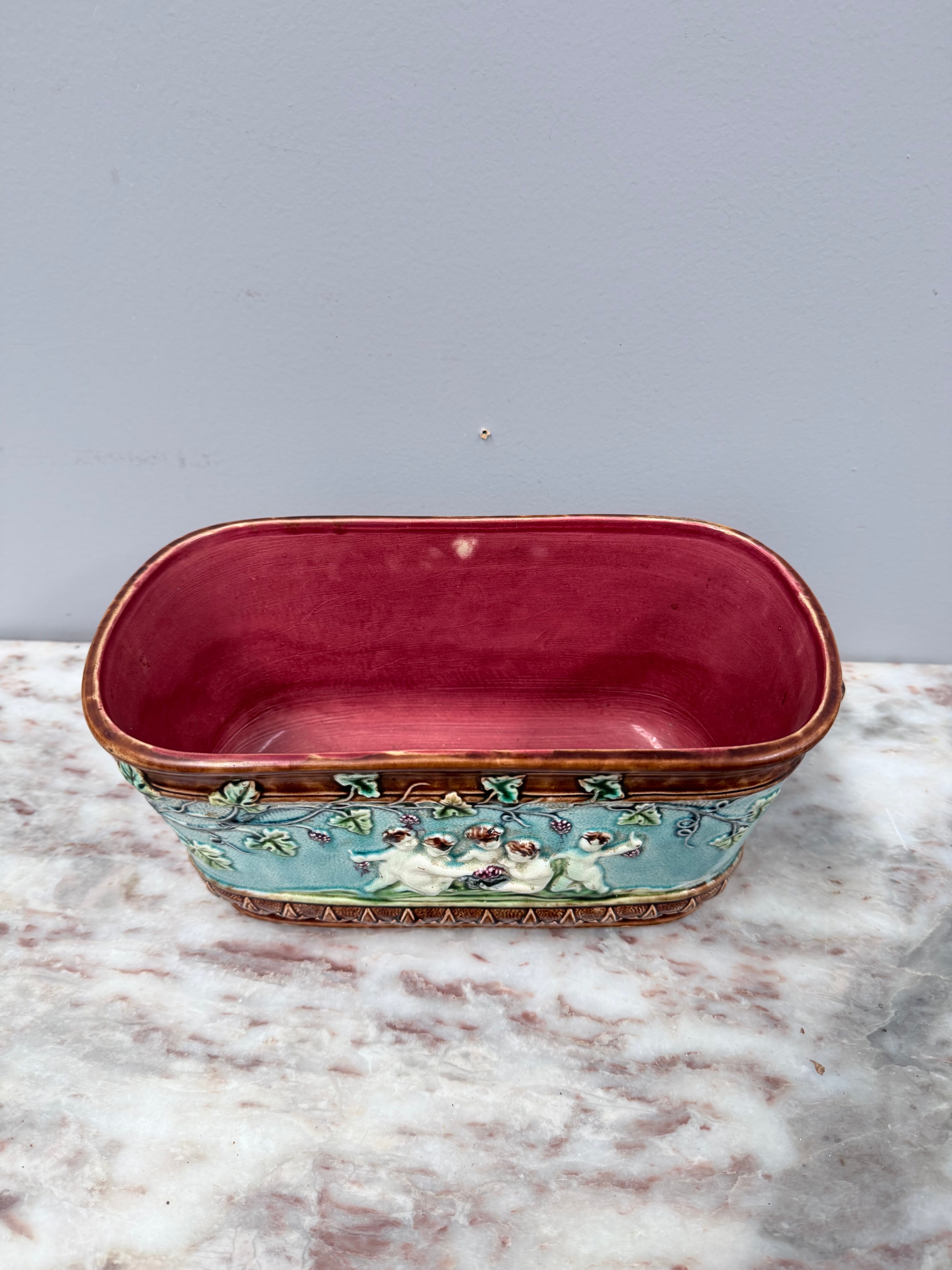 Antique French Majolica Oval Cachepot (Planter) | Antique & Vintage | Moonee Ponds Antiques | Australia Wide