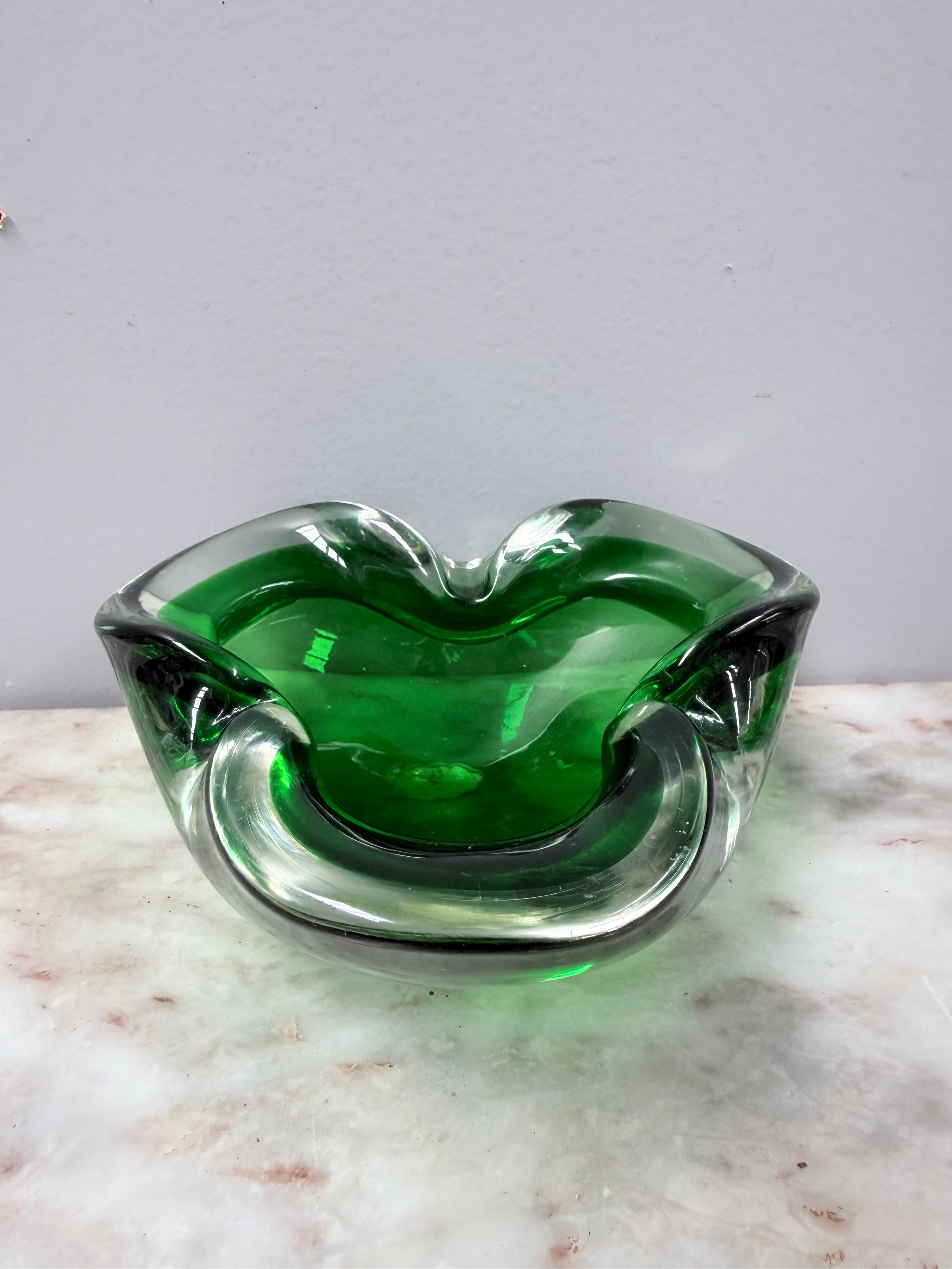Vintage 1960's Murano Green & Clear Glass Bowl | Antique & Vintage | Moonee Ponds Antiques | Australia Wide Delivery