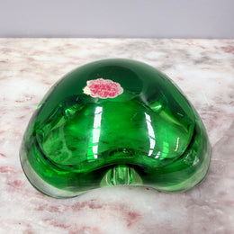 Vintage 1960's Murano Green & Clear Glass Bowl