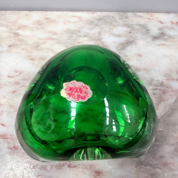 Vintage 1960's Murano Green & Clear Glass Bowl