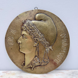 Antique French Bronze Signed Wall Plaque 1870's.