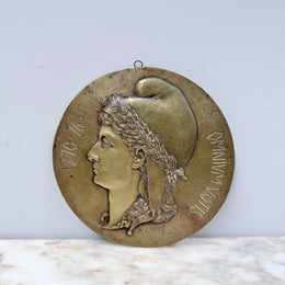 Antique French Bronze Signed Wall Plaque 1870's.