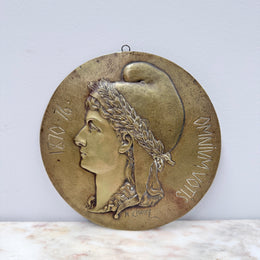 Antique French Bronze Signed Wall Plaque 1870's.
