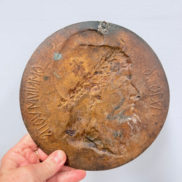 Antique French Bronze Signed Wall Plaque 1870's.