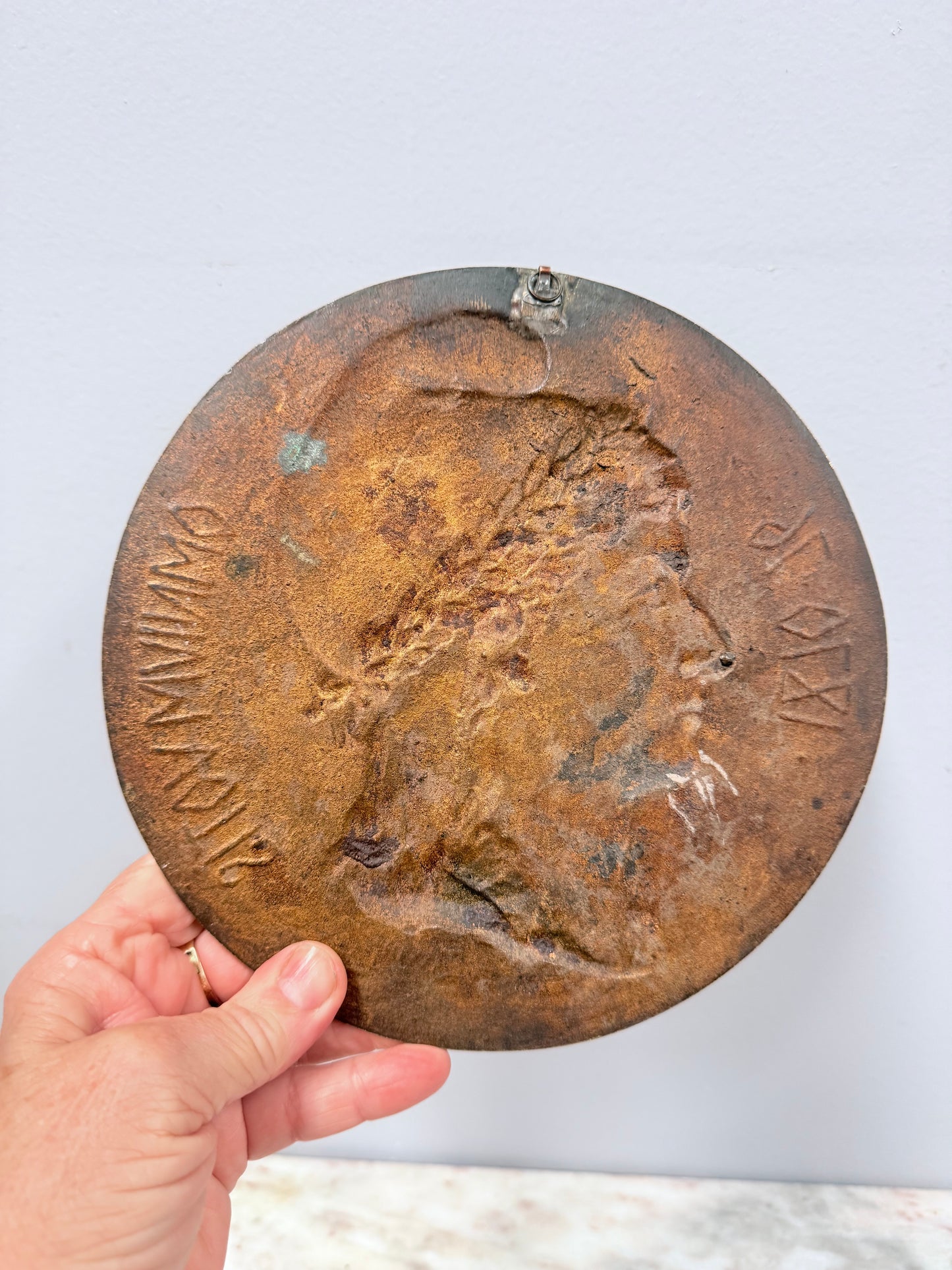 Antique French Bronze Signed Wall Plaque 1870's.