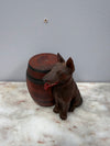 Vintage Black Forest German Dog Carving With Wood Barrel Tinket Box | Antique & Vintage | Moonee Ponds Antiques | Australia Wide Delivery
