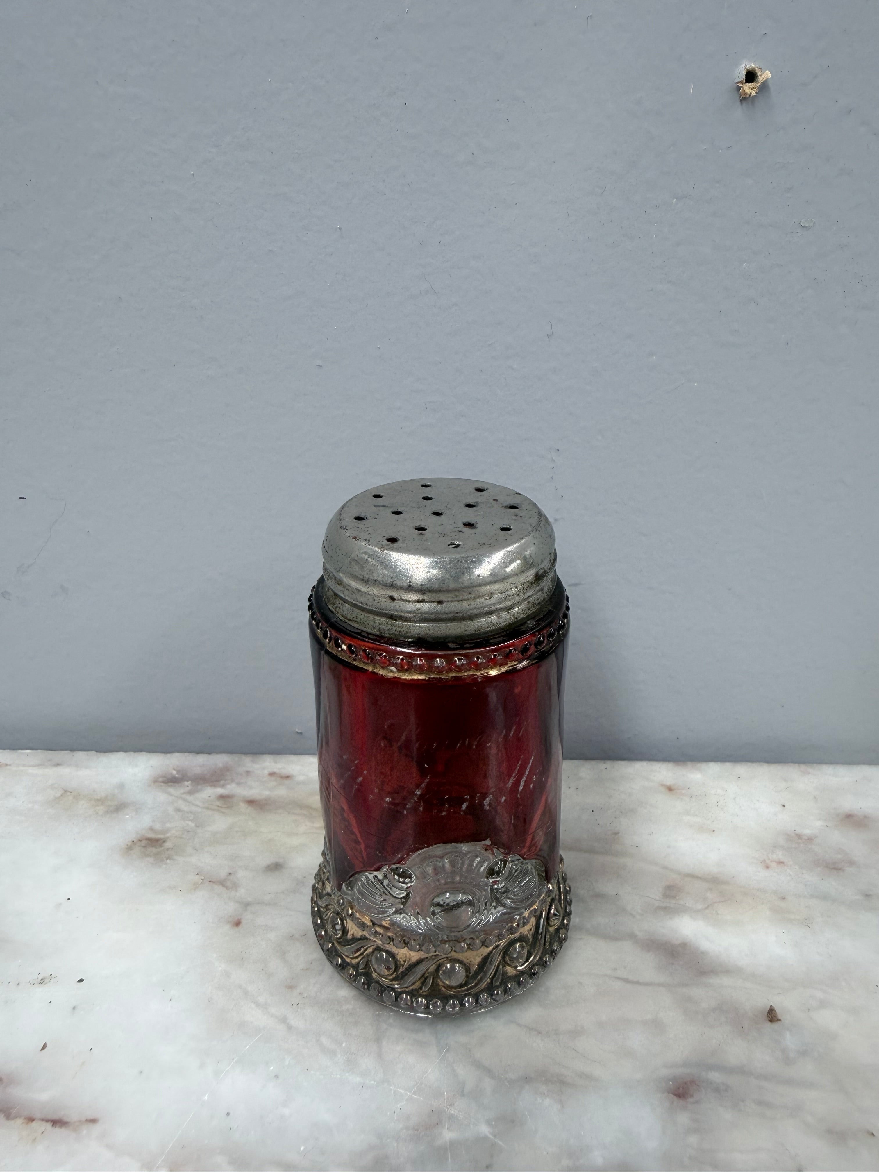 Edwardian Flash Ruby Cut Glass Salt shaker