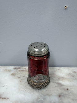 Edwardian Flash Ruby Cut Glass Salt shaker | Antique & Vintage | Moonee Ponds Antiques | Australia Wide Delivery