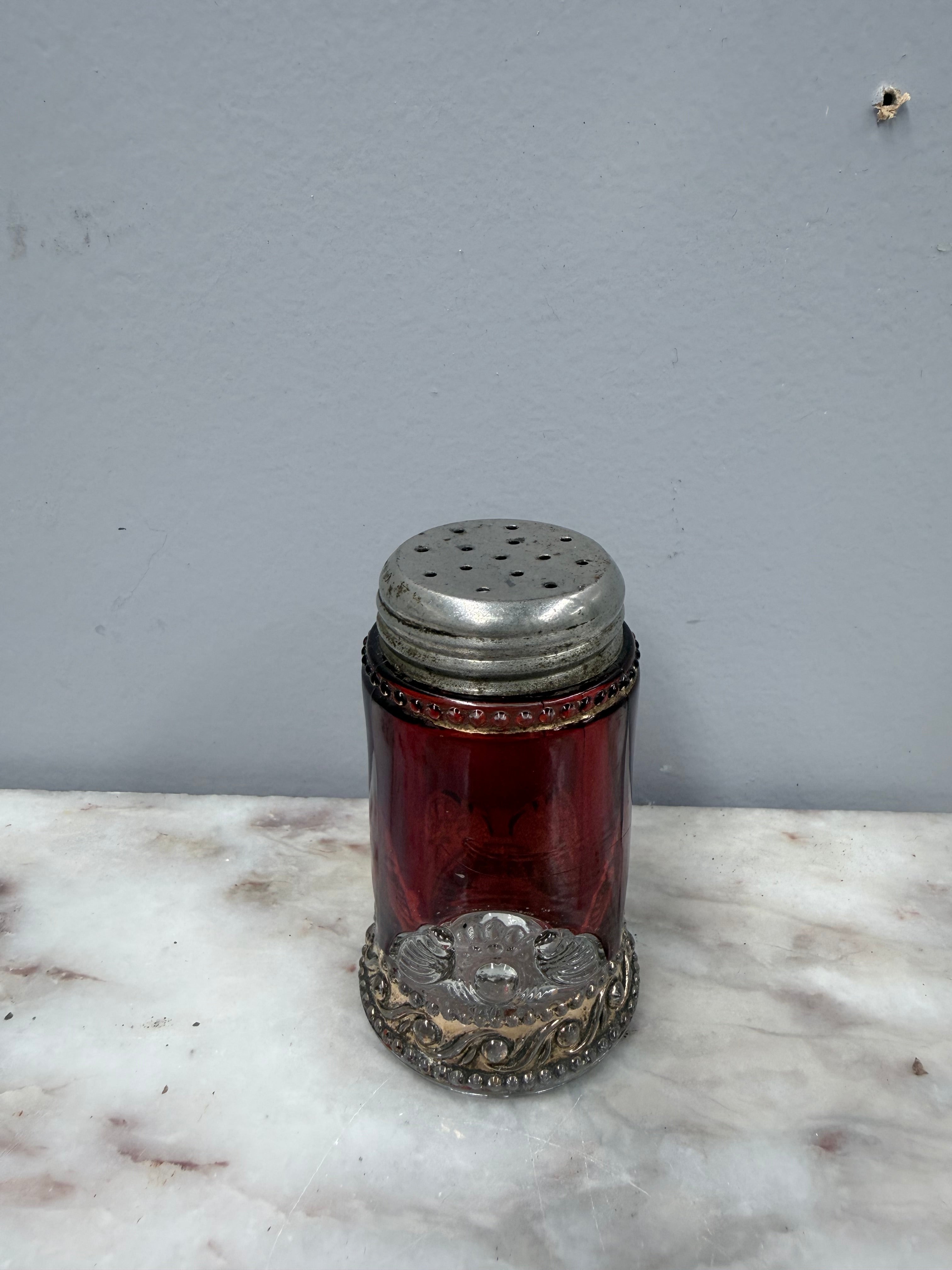Edwardian Flash Ruby Cut Glass Salt shaker | Antique & Vintage | Moonee Ponds Antiques | Australia Wide