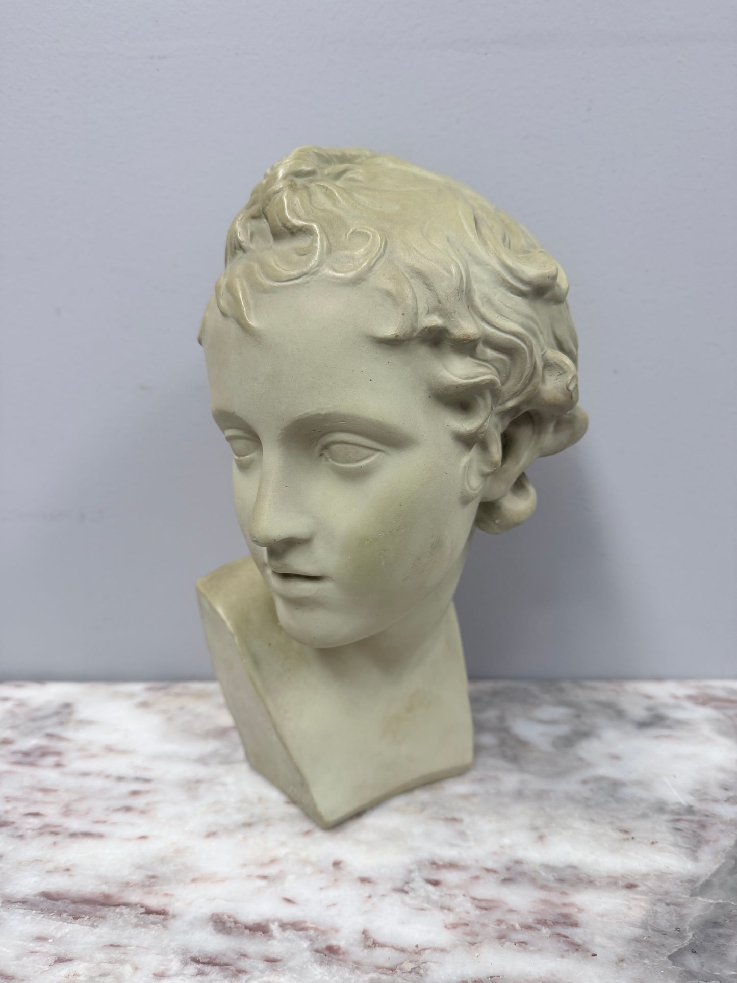 Beautiful Bust of Eros In French Glazed Terracotta