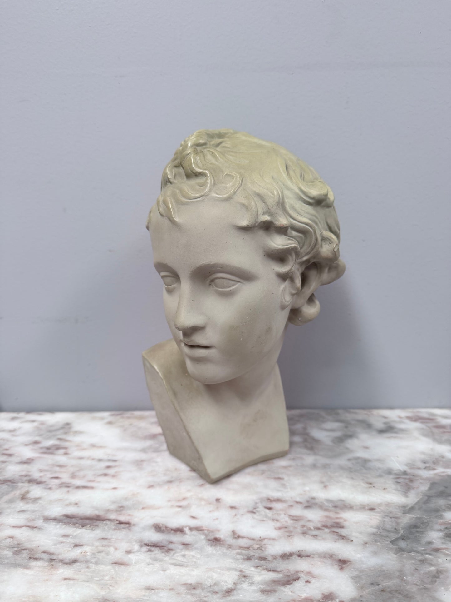 Beautiful Bust of Eros In French Glazed Terracotta