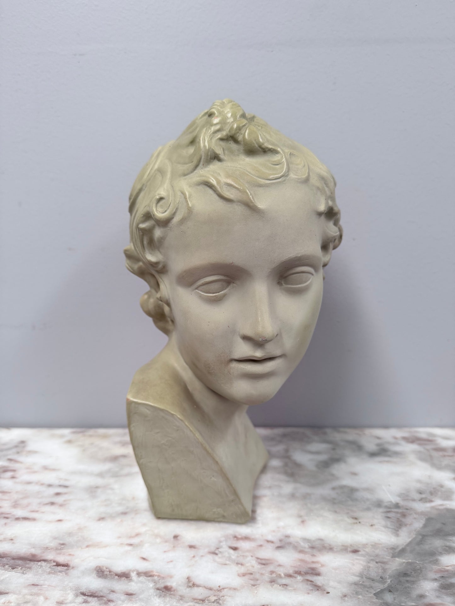Beautiful Bust of Eros In French Glazed Terracotta