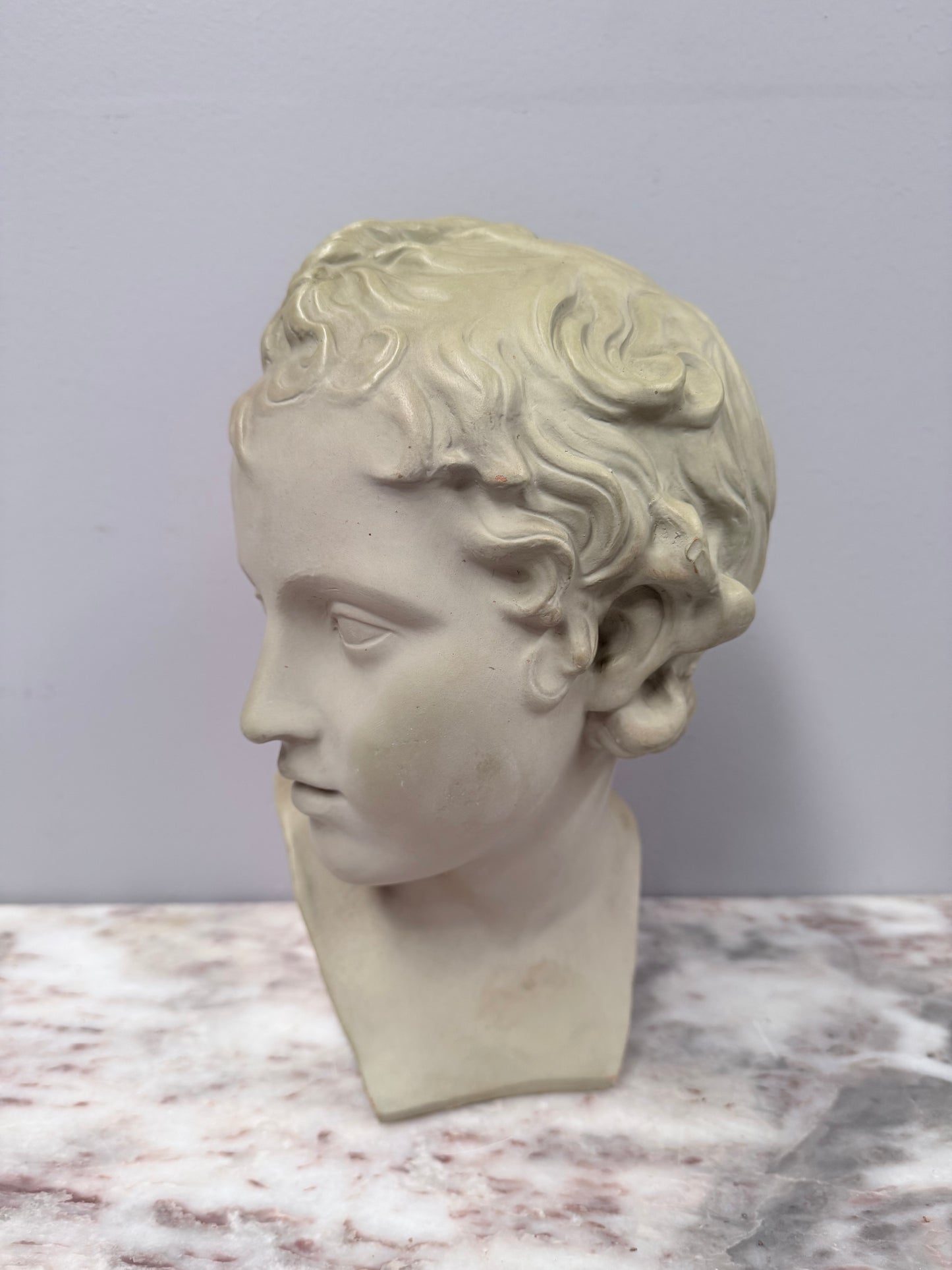 Beautiful Bust of Eros In French Glazed Terracotta