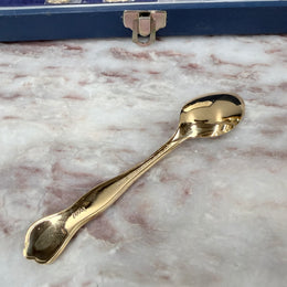 Vintage Set 6 Garden Flower Enamel & Gilt Metal Spoon Set