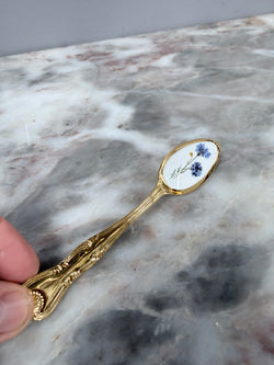 Vintage Set 6 Garden Flower Enamel & Gilt Metal Spoon Set | Antique & Vintage | Moonee Ponds Antiques | Australia Wide Delivery