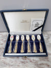 Vintage Set 6 Garden Flower Enamel & Gilt Metal Spoon Set | Antique & Vintage | Moonee Ponds Antiques | Australia Wide Delivery