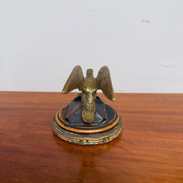 Antique Brass Eagle Paper Weight On Walnut Base