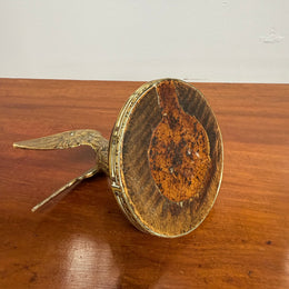 Antique Brass Eagle Paper Weight On Walnut Base