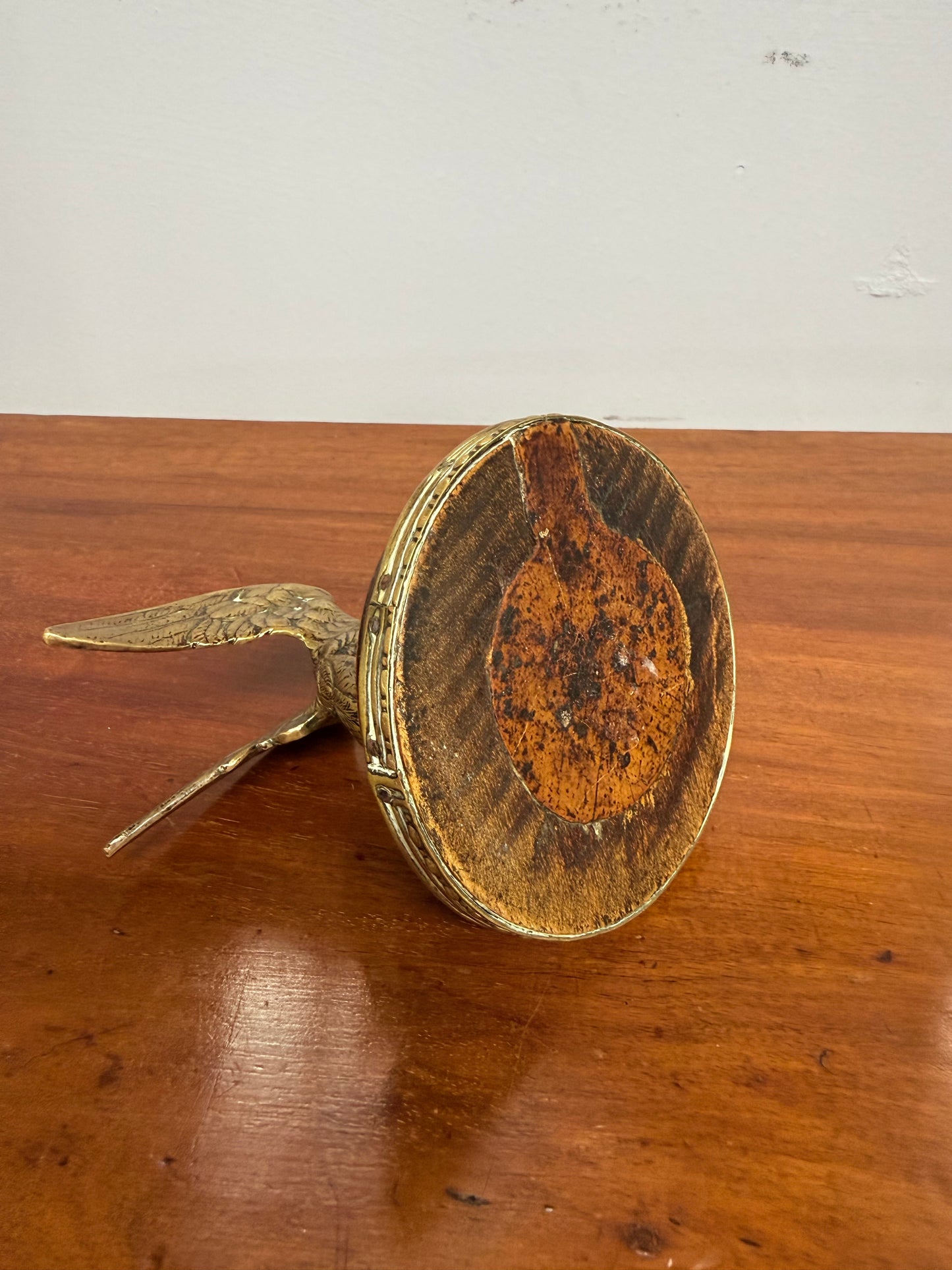 Antique Brass Eagle Paper Weight On Walnut Base