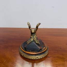 Antique Brass Eagle Paper Weight On Walnut Base
