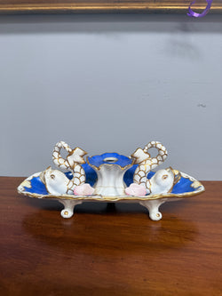 Very Rare French Porcelain Inkwell - Dolphins On Shells | Antique & Vintage | Moonee Ponds Antiques | Australia Wide Delivery
