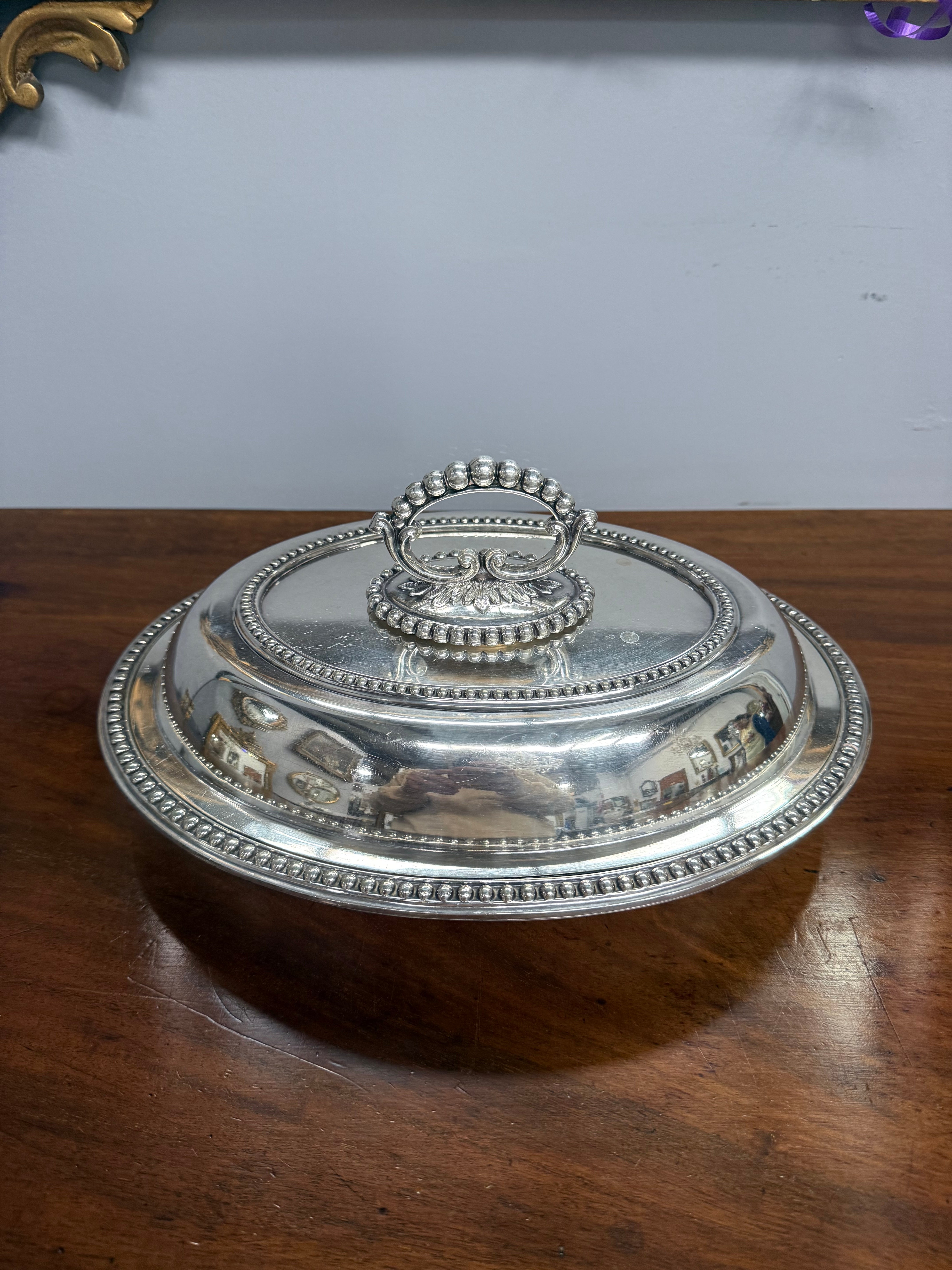 Antique English Heavy Quality Silver Plate Serving Dish & Cover | Antique & Vintage | Moonee Ponds Antiques | Australia Wide