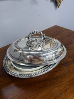 Antique English Heavy Quality Silver Plate Serving Dish & Cover | Antique & Vintage | Moonee Ponds Antiques | Australia Wide Delivery